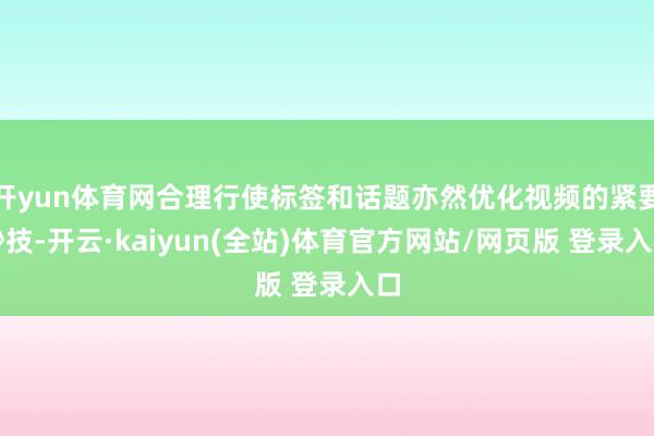 开yun体育网合理行使标签和话题亦然优化视频的紧要妙技-开云·kaiyun(全站)体育官方网站/网页版 登录入口
